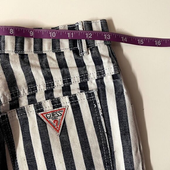 Vintage Guess Black & White Washed Striped Denim Mini Skirt Size S EUC - Picture 6 of 12